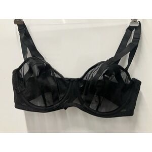 VICTORIAS SECRET LUXE LINGERIE UNLINED MESH FULL COVERAGE PLUNGE BRA 36 C